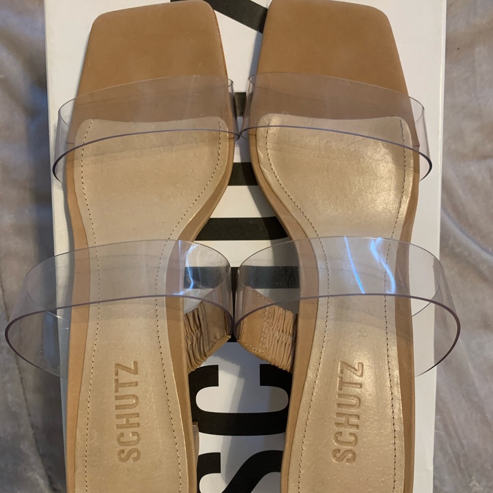 Schutz Taina Vinyl & Leather Sandal.
